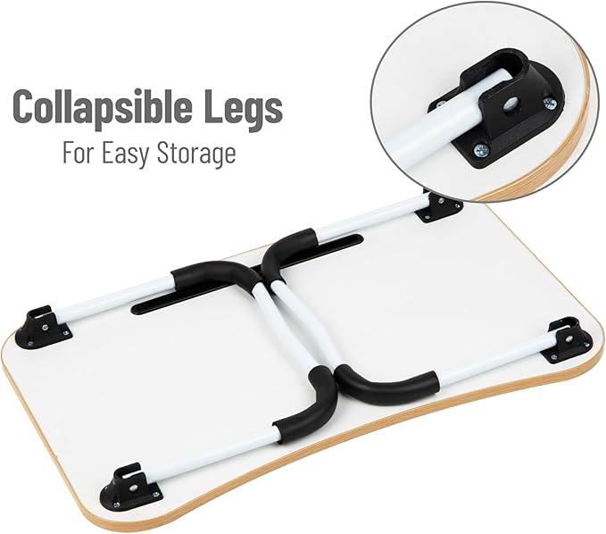 Mind Reader Lap Desk Laptop Stand, Bed Tray, Folding Legs, Couch Table, Portable, MDF, 23.25" L x 13.75" W x 10.5" H, Beige