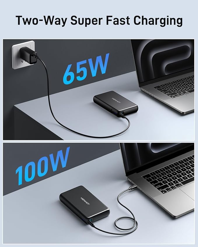100W Power Bank, 30000mAh Laptop Portable Charger USB-C PD Fast Charging Laptop External Battery Pack for Dell,MacBook,HP,Asus,Lenovo,Steam Deck,Switch,iPhone,Galaxy, iPad and More