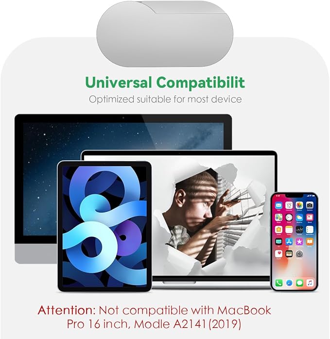 CloudValley Ultra-Thin Metal Webcam Cover for MacBook Pro/iPad/Laptop - 0.015" Privacy Camera Protector with 3M Adhesive (2-Pack) No Residue, Universal Fit for Laptop Accessories (Silver)