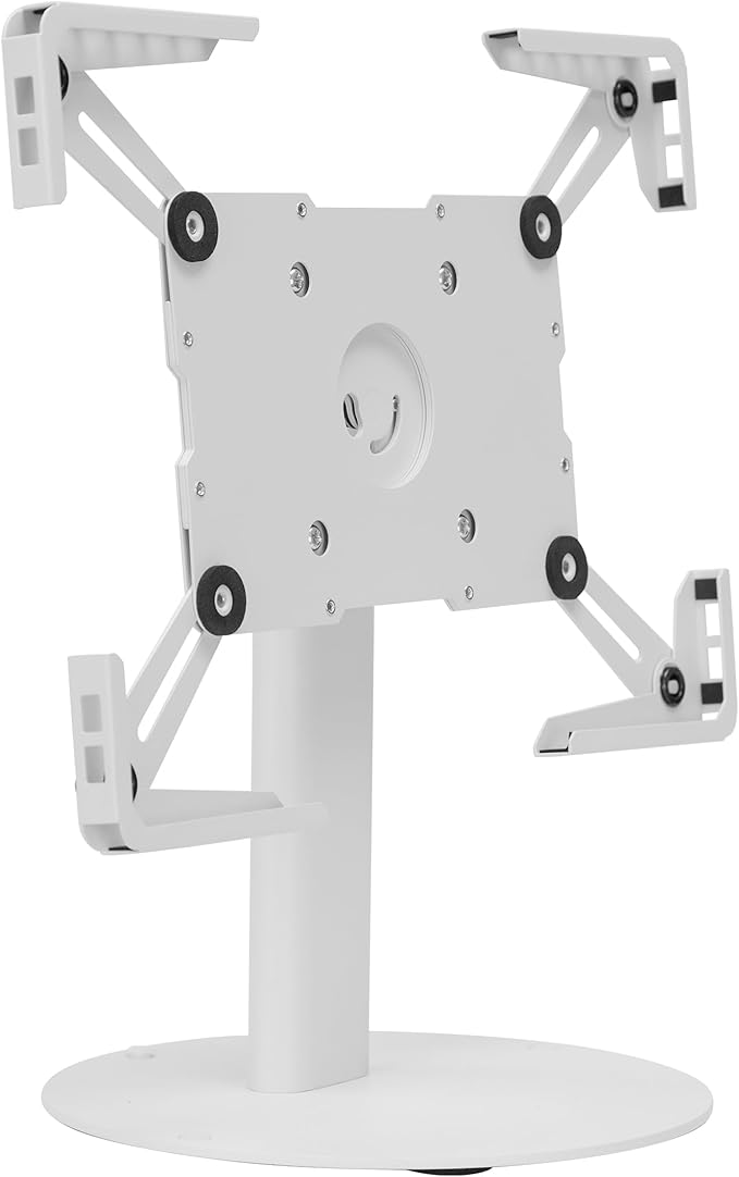 Mount-It! Universal Tablet Stand with Tilt, Anti-Theft Retail iPad POS Kiosk Stand, Fits Tablets from 9.7" to 13" Screen Size, 90° Rotation for Portrait and Horizontal Viewing, Durable Steel, White