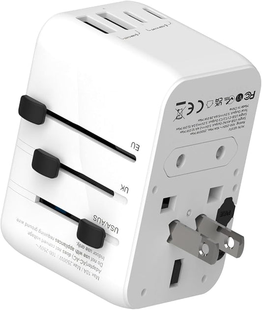 International Power Plug Adapter, Rmtbeeg Universal Travel Adapter with 3 USB-C and 2 USB-A Ports, All-in-One Worldwide Wall Charger for Europe UK EU AUS (Type C/G/A/I), Plug Adaptor Travel