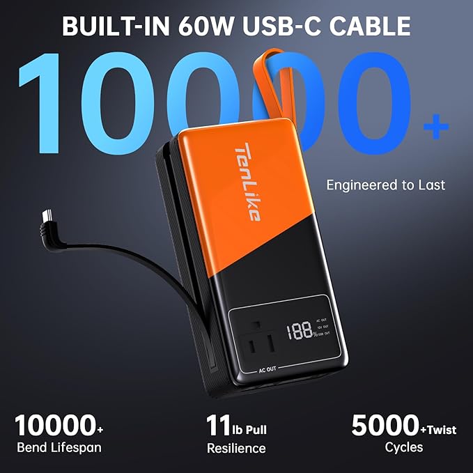 Portable Power Station 99.9Wh Power Bank for Camping Essentials Small Electric Generator Large Lithium Battery with 110V 80W Rated 120W Peak AC Plug in Output 60W Type-C Home Backup Outdoor Emergency