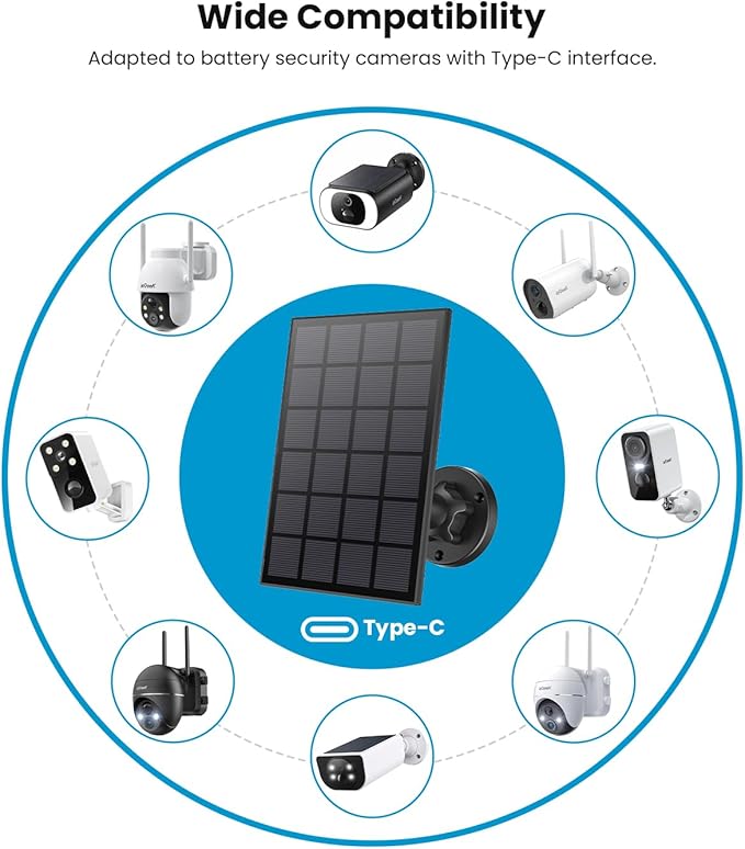 ieGeek Solar Panel for S1, Compatible with DC 5V Rechargeable Battery Powered Surveillance Cam