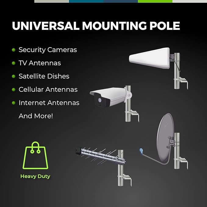 10” Inch Pole Mount Accessory for Outside Antenna(Signal Booster Antenna, Yagi Antenna, Antenna Expansion kit)- with U-Bracket Assembly