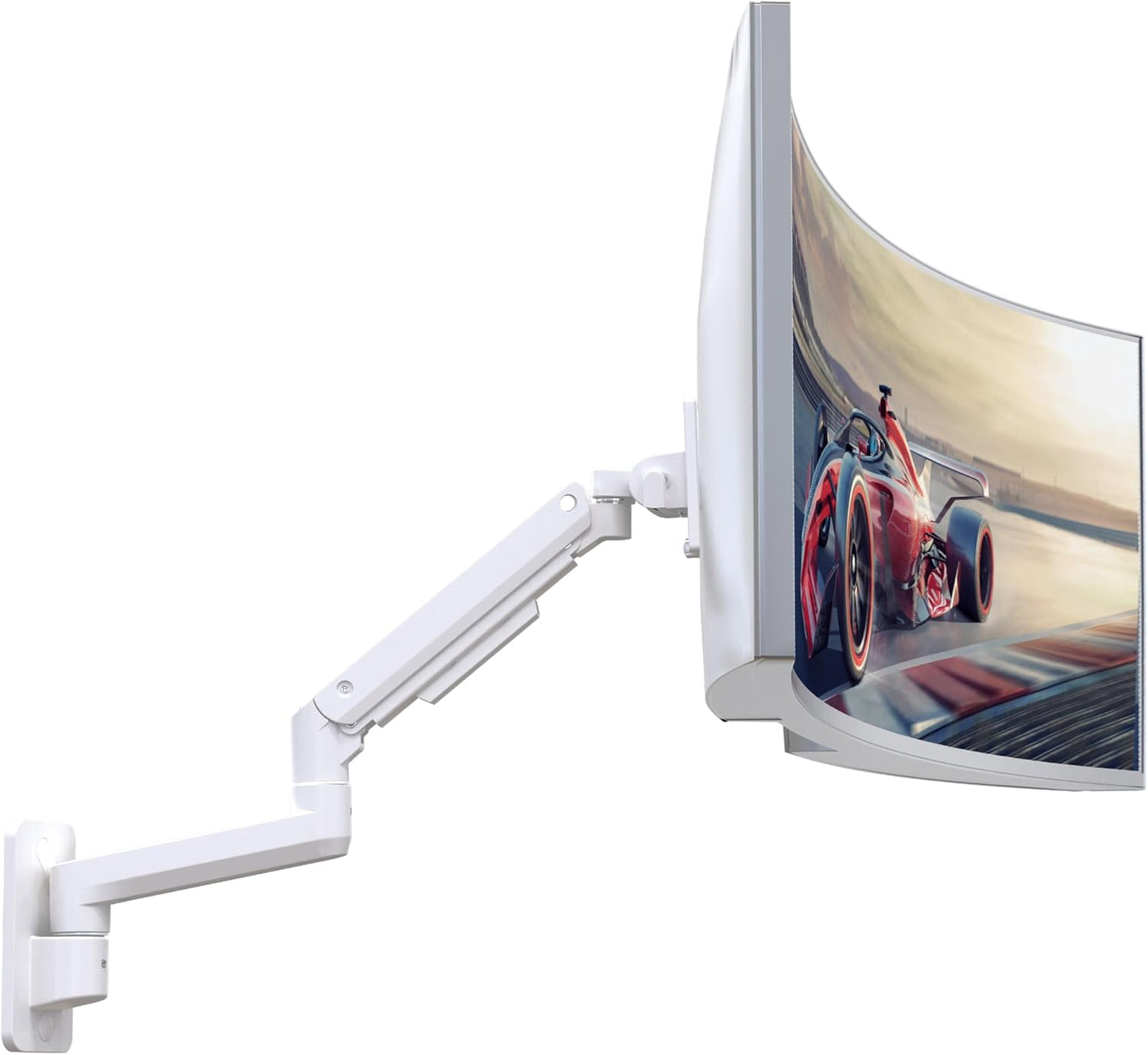 Monitor Wall Mount for 17-49 Inch Ultrawide Monitors, Single Monitor Arm Holds 4.4-44 lbs Screens, Adjustable Premium Aluminum Wall Mount with Max VESA 100x100 for Samsung Odyssey G9 and More, White