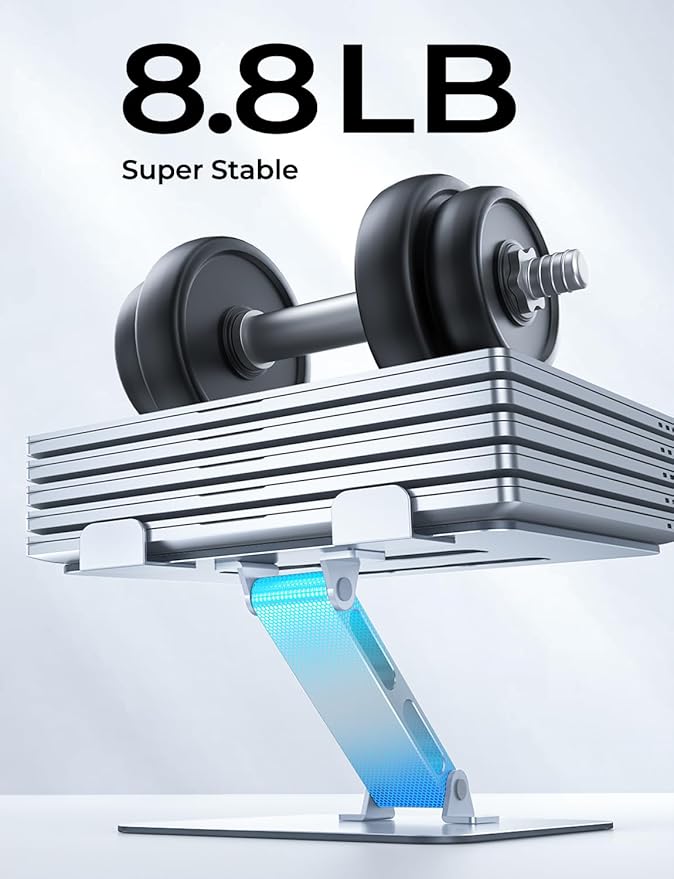 Adjustable Ergonomic Laptop Stand for Desk, Foldable Computer Stand, Stable Aluminum Lectern Notebook Riser & Portable Laptop Holder Mount Compatible with 10-16" MacBook Pro/Air, Dell, HP