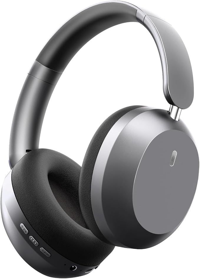 Y05 Bluetooth Headphones Wireless Over Ear with Microphone 48 Hours Playtime, High Sound Quality Foldable Soft Earpads Earphones for Travel - Space Grey