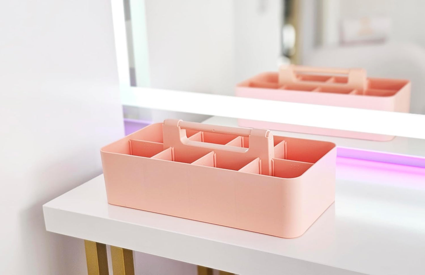 Portable Caddy Organizer - Stackable Plastic Caddy with Handle | Desk, Makeup, Dorm Caddy, Classroom Art Organizers (Made In Usa) (Black/Pink/Gray/Ivory), OGMIX-4PACK