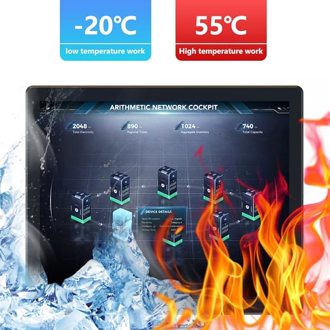 YanKe 12.1" Industrial Computer Touch Screen 10 Point Touch Industrial Computer, Resolution 1024 * 768 450nit, RJ45*2 USB*4 com*2 HD*1 WiFi+BT(7300U/8+256)