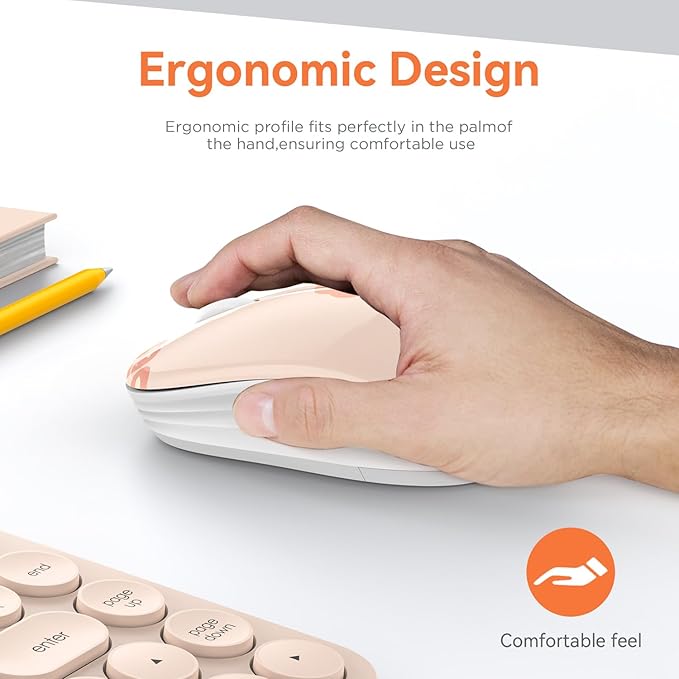 Cute Bluetooth Wireless Mouse with 2.4GHz USB Receiver, Silent Clicks, AA-Battery Powered, Durable, Lovely Cartoon Mice, Ideal for Kids, Students, Teens on Laptops, Mac, iPad, PC (Kerry Bear)