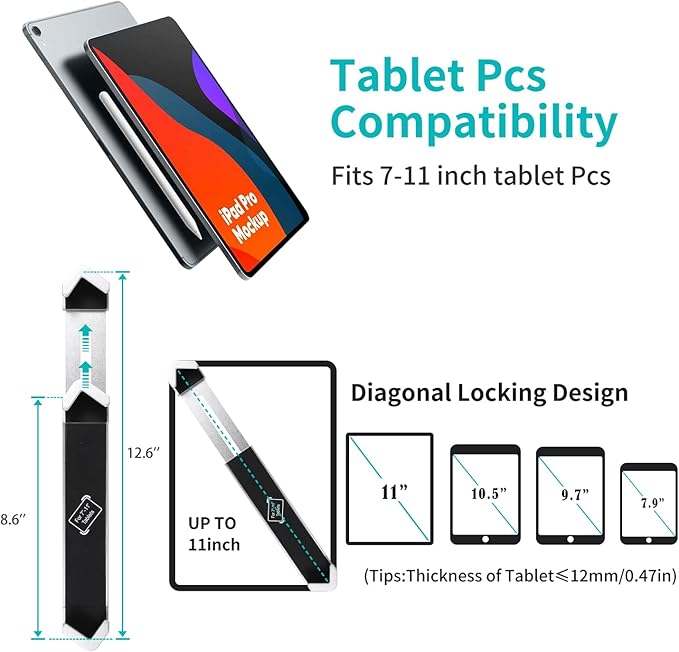 Anti Theft Tablet Stand for Desktop, Security Tablet Mount Retail Kiosk POS, Heavy Duty Metal Tablet Holder with Lock for 7-11" Tablets, iPad Pro Air Mini, Galaxy Tabs, Surface etc