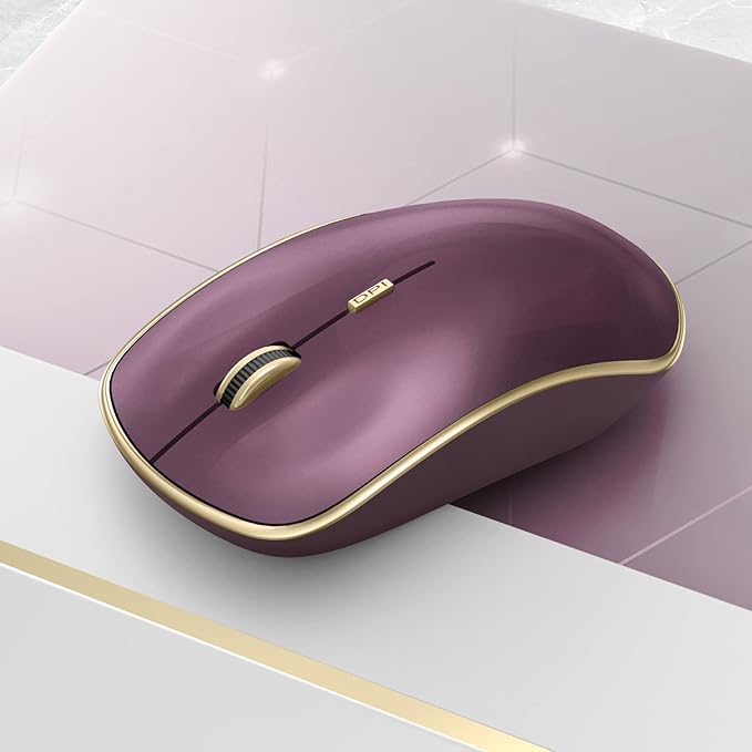 JOYACCESS J Wireless Mouse for Laptop, 2.4G Slim Wireless Silent Mouse, Portable Wireless Computer Mouse, 3200 DPI, USB Wireless Mouse for Desktop, Notebook, Chromebook, PC (Wine Red)