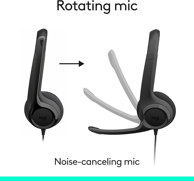 Logitech H391 Wired Headset for PC/Laptop, Stereo Headphones with Noise Canceling Microphone, USB-C, in-Line Controls, Works with Chromebook - Graphite (Pack of 12)