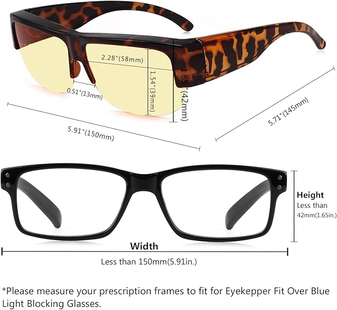 Eyekepper 30% Anti-Blue Light Blocking Computer Glasses Fit Over Readers with Transparent Lens