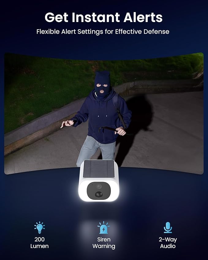 ieGeek Solar Camera Outdoor Wireless, 2K Outside Cameras for Home Security, Embedded Solar Panel, AI Motion Detection, Smart Spotlight & Alarm, No Hub Needed, 2 Pack