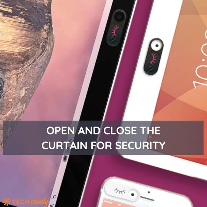 Tech Candy Bad Guy Blocker Webcam Cover Privacy Protector, Black - Secure, Thin, Durable, for Computers, Laptops, Tablets, & Smartphones, Easy Application (Black, 1-Pack)