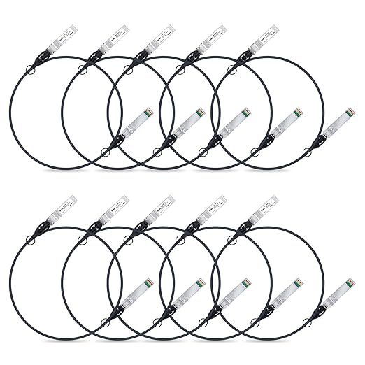 ipolex 10G SFP+ Twinax Cable, Direct Attach Copper(DAC) Passive Cable, 1m (3.28ft), for Cisco SFP-H10GB-CU1M, Meraki, Ubiquiti, Mikrotik, Intel, Fortinet, Netgear, D-Link, Supermicro, TP-Link, 10 Pack