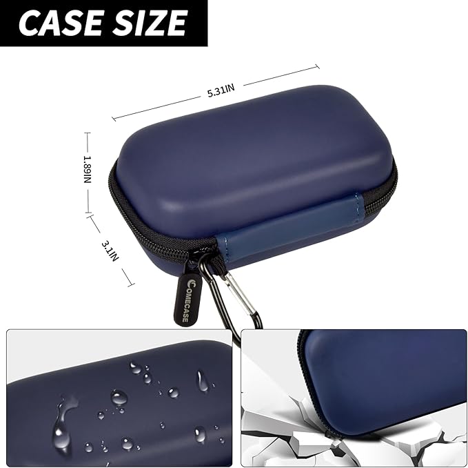 Case Compatible with SanDisk Extreme Pro/for SanDisk/for Crucial X10 X9 Pro Portable SSD 1TB 2TB 4TB 500GB External Solid State Drive, Travel Storage Bag for 2 SSD and SD Card - Dark Blue (Box Only)