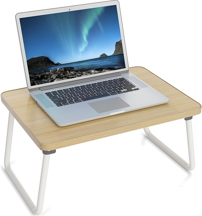Lap Desks Laptop Tray for Bed or Couch,Portable Breakfast Serving Tray with Folding Legs,Foldable & Lightweight Mini Table, Laptop Stand for Working, Reading and Writing,Beige