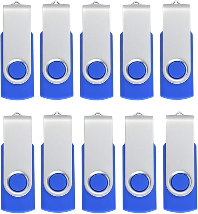Aiibe 10 Pack 4GB 4G Flash Drive USB Flash Drive Thumb Drives USB 2.0 Memory Stick Wholesale/Lot/Bulk (4GB, 10 Pack, Blue)