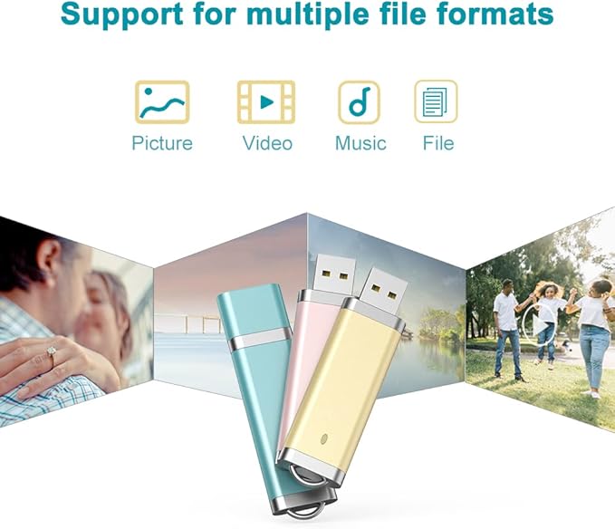 KEXIN 3 Pack 64GB Flash Drive USB Drive Thumb Drive 64 GB USB Flash Drive Jump Drive 64G Flash Drives Photo Memory Stick Pen Drive Zip Drive Pink Yellow Blue
