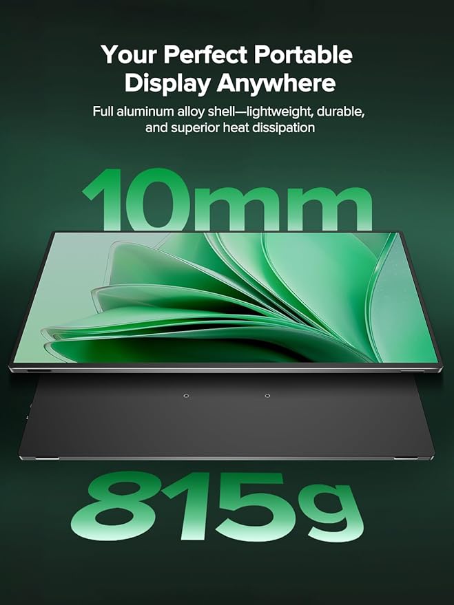 Newsoul Portable Monitor 4K 16" Laptop Monitor 1200Nits High Brightness, 2000:1 Contrast Fast IPS Matte Screen with VESA & Protective Case, Built-in USB-C HDMI Portable Screen for Phone Game Console