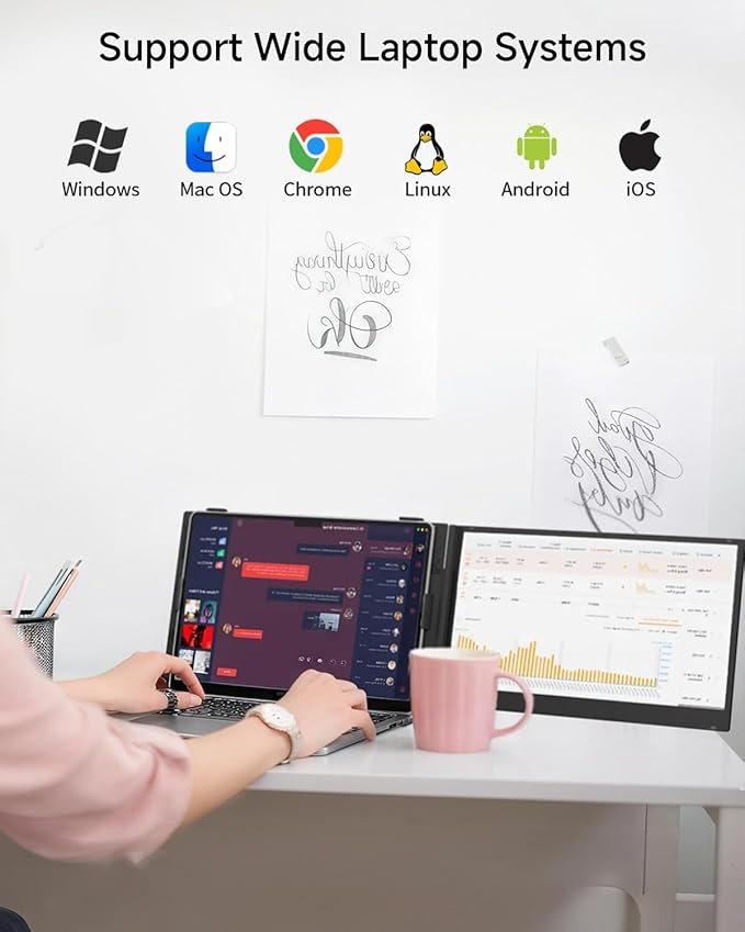 Laptop Screen Extender Ultra Portable, 14" 1080P 1.31lbs FHD Low Blue Light Portable Monitors for Laptop, Plug & Play Dual Screen Monitor for Laptops, Travel Extra Monitors for Laptops for Windows/Mac