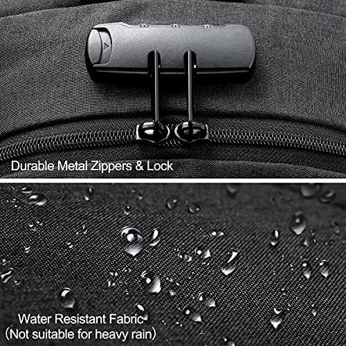Tzowla Anti-Theft Water Resistant 17.3 Inch Laptop Backpack with USB Charging Port and Lock, Black