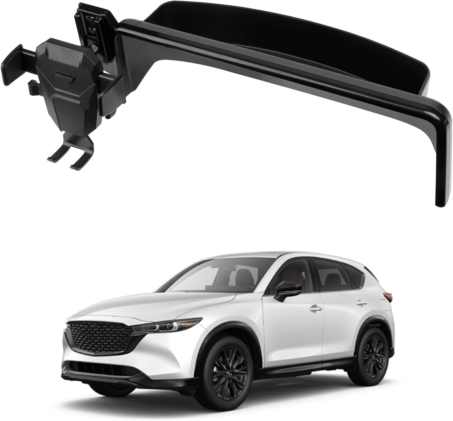 FIILINES Phone Holder for Mazda CX-5 2022-2025 (Fit 10.25" Touch Screen), Phone Mount with Dash Organizer for CX-5 Accessories, 360 Degree Rotation Dash Mount Cell-Phone Holder