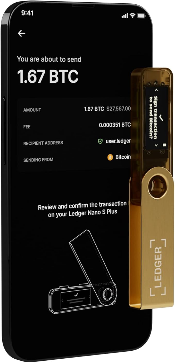 Ledger Nano S Plus (Gold) : The Perfect Entry-Level Hardware Wallet to securely Manage All Your Crypto and NFTs (for Android or Desktop only)