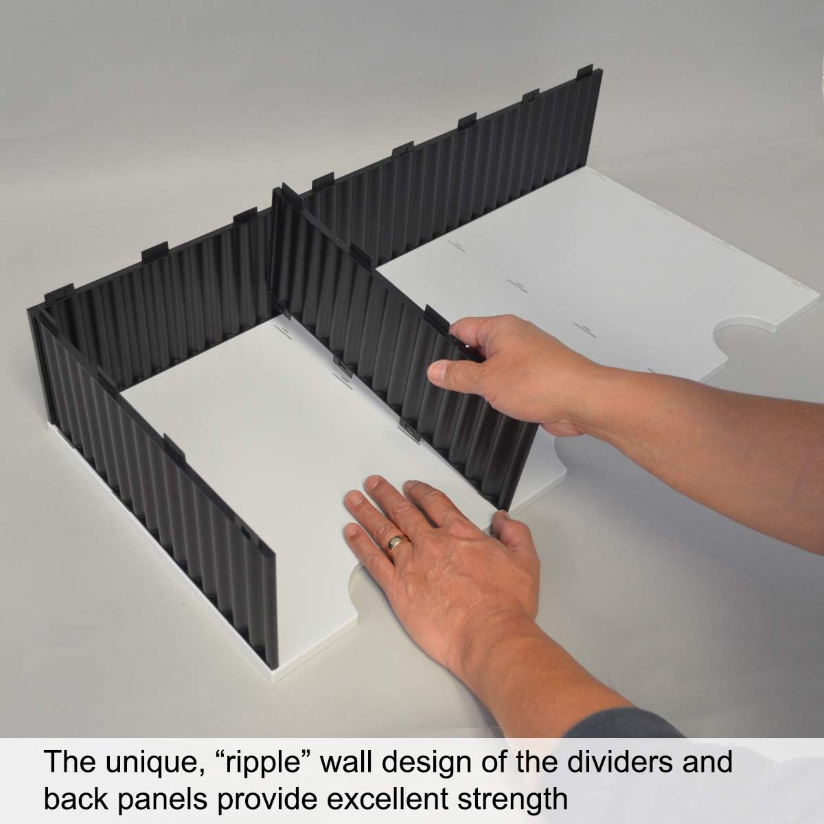 Ultimate Office TierDrop Jumbo 3-Compartment High-Wall (add-on Module) - Sorts Documents, Forms & Mail - Durable Construction Features Expandable, Modular, No-Tool Assembly Design (Gray w/Black)