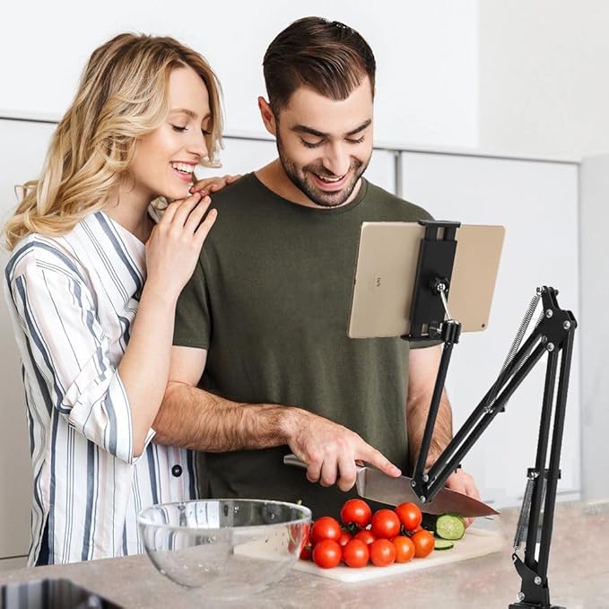 Tablet Stand Holder for Bed 13.77inch Height Increase,Desktop Folding Tablet Stand, Compatible with iPhone17/iPad,N-Switch,Kindle Fire or Other 4.5~12.9 inch Tablets,Reading,Watching