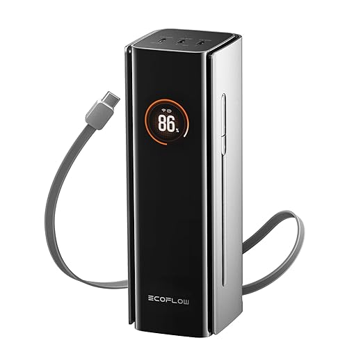 EF ECOFLOW Rapid Pro Power Bank (27650mAh, 300W, 140W Built-in Cable), 4-Port Portable Charger, 140W Output, Up to 320W Recharge, Compatible with iPhone 17/16/15/14, Samsung, Laptop and More