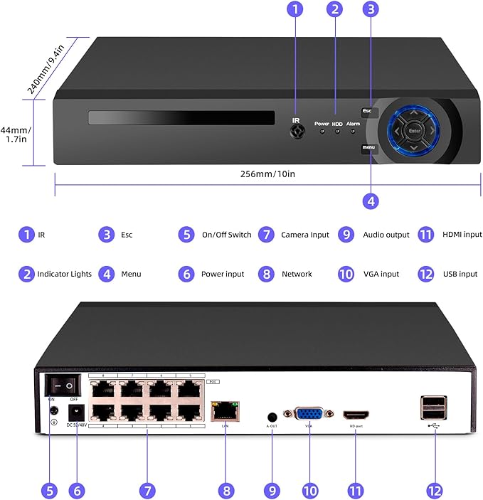 Fuers 4K POE Security Camera System with Auto-Tracking, 2pcs Wired 6MP PoE Cameras Home Surveillance Outdoor, Smart Detection, Spotlights & 2-Way Talk, 8 Channel NVR with 500G HDD for 24-7 Recording