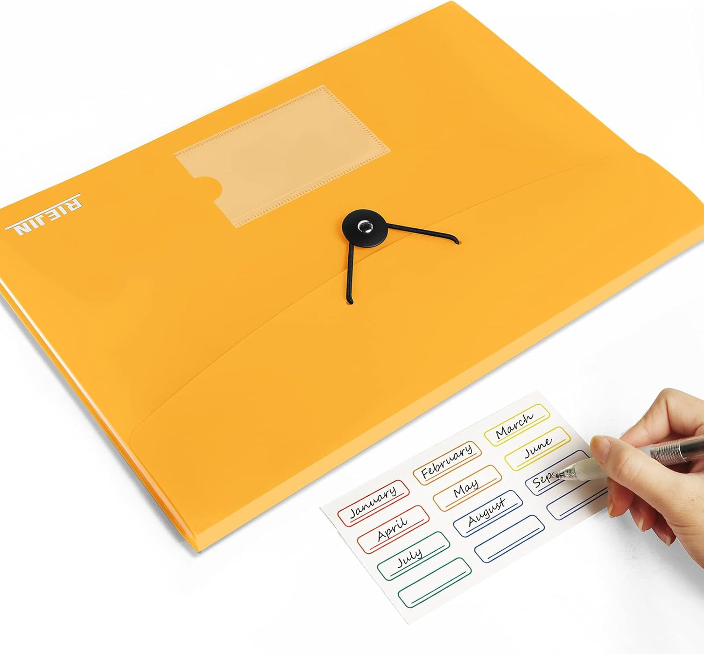 Accordian File Organizer 7 Pocket Expanding File Folder with Labels, Plastic Expandable File Folder for Documents Letter Size A4 Papers - Orange