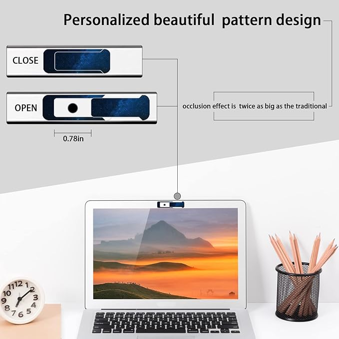 Webcam Cover, 3 Pieces, Laptop Camera Cover, Privacy Shielding Capacity is Twice as Big as The Traditional, Suitable for Computer Mobile Phones, laptops, Tablets and so on (The Starry Sky)