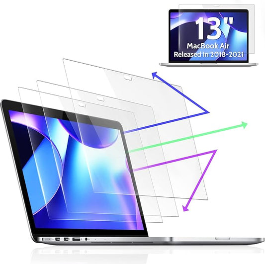 3-Pack Anti Blue Light Screen Protector for MacBook Air 13 Inch(2018-2021,M1)&MacBook Pro 13In(2016-2022,M1,M2), 13.3" Mac Laptop Glare Filter Uv Blocker Shield Cover Eye Protection Film