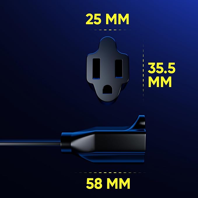 Maximm 360° Rotating Flat Plug Extension Cord 50 feet Flat Cord with Slim Space-Saving Plug Design, Low Profile (Black)