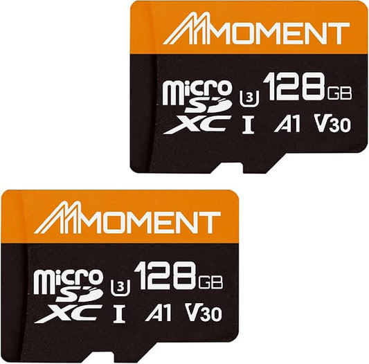 MMOMENT 128GB (2 Pack) Micro SDXC Card, A1, UHS-I, U3, V30, Class10 Compatible, Read Speed Up to 95 MB/s,Write Speed Up to 60 MB/s, SD Adapter Included