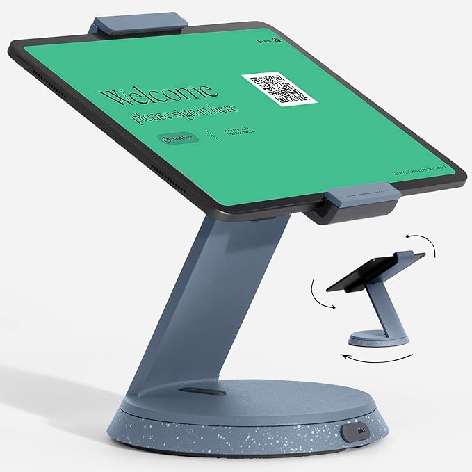 Eddy Tablet & iPad POS Stand | iPad Stand for Business | Compatible with Most 7-13" Tablets | Strong Aluminium iPad Kiosk Stand | iPad Table Mount Tablet Kiosk | iPad Register Stand | Blue