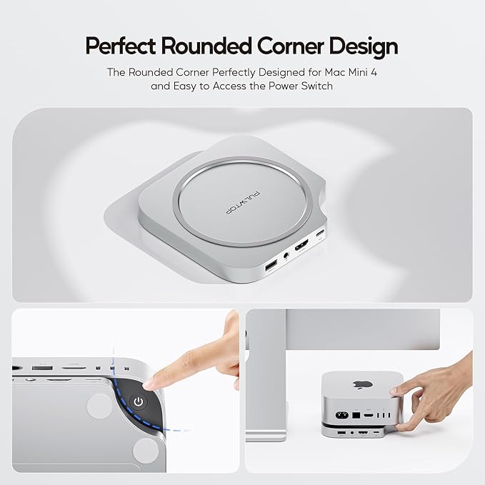 Mac mini M4 Dock with 4TB M.2 SSD Enclosure (SSD NOT Included), Mac mini M4/ M4 Pro Hub Stand with HDMI 4K@60Hz, 2024 MacMini USB C Hub Accessories, 3 USB A 2.0, SD/TF, 3.5mm Audio
