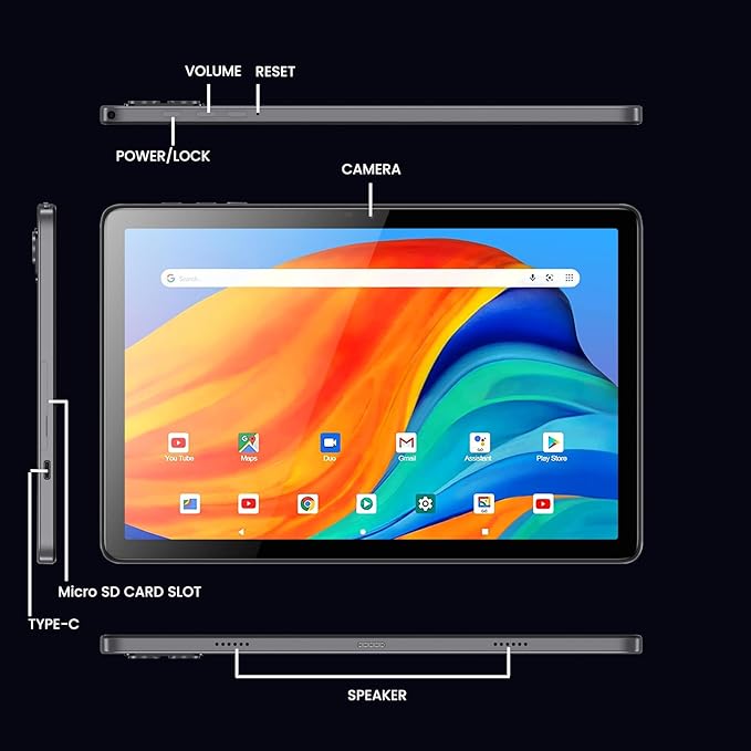 Azeyou Tablet 10.1 inch, Android 14 Tablet, 8GB 128G Computer Tablets, Octa Core Processor 6000mAh Battery, 1280x800 IPS Touch Screen, 5+8MP Dual Camera, Bluetooth,GMS, WiFi (Gray)