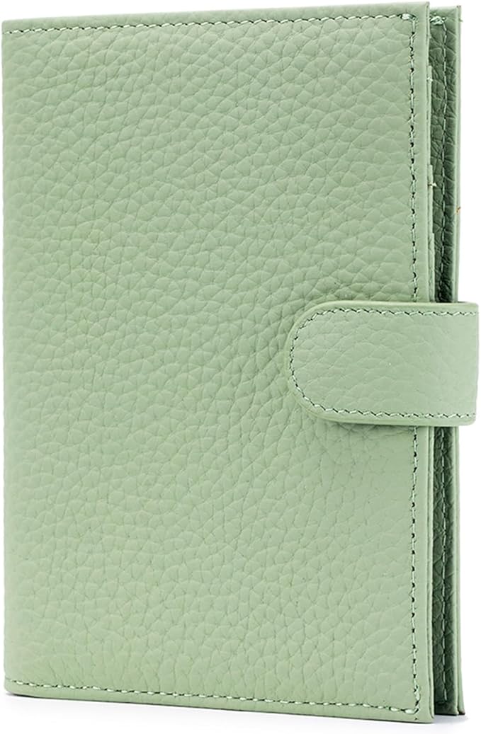 RFID Slim Passport Holder for Women, Compact Leather Passport Wallet with Card Holders SIM Slots,Zippered Coins Pocket and Cash Compartment Travel Passport Cover Case, Light Green