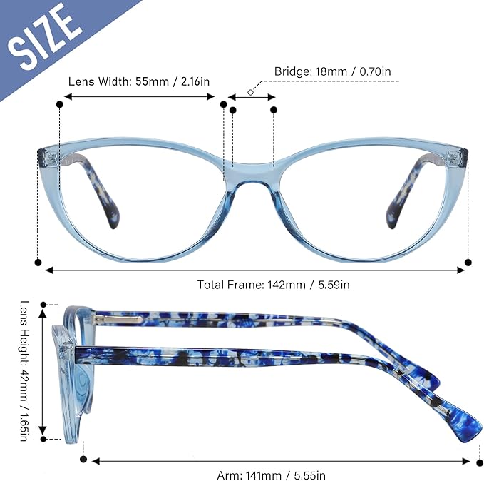 Przene 4 Pack Blue Light Blocking Reading Glasses,Readers for Women and Men with Spring Hinge