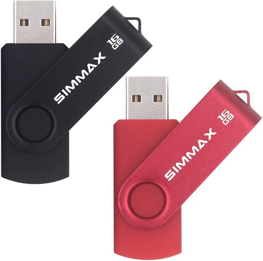 USB Flash Drives 2 Pack 16GB Memory Stick Swivel Design USB 2.0 Flash Drive Thumb Drive Zip Drives (16GB Black Red)
