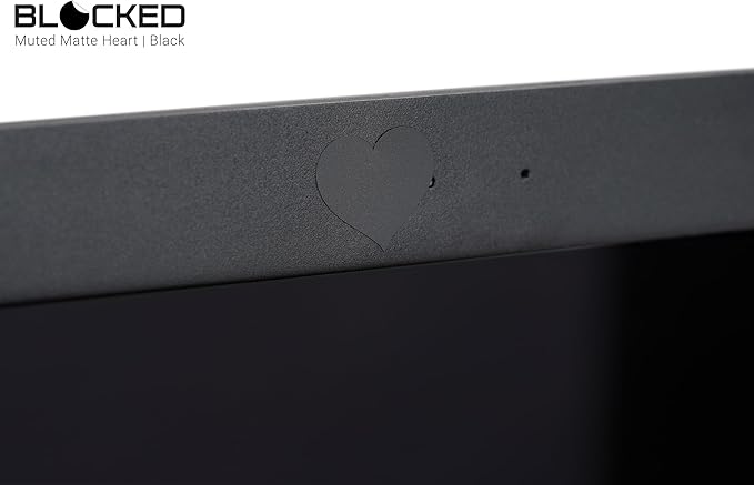 BLOCKED Stackable Webcam/Camera Vinyl Covers | 57 Low-Tack Restickable Webcam Sticker | 3-Sizes | Black 57-Pack Hearts (Muted Matte)