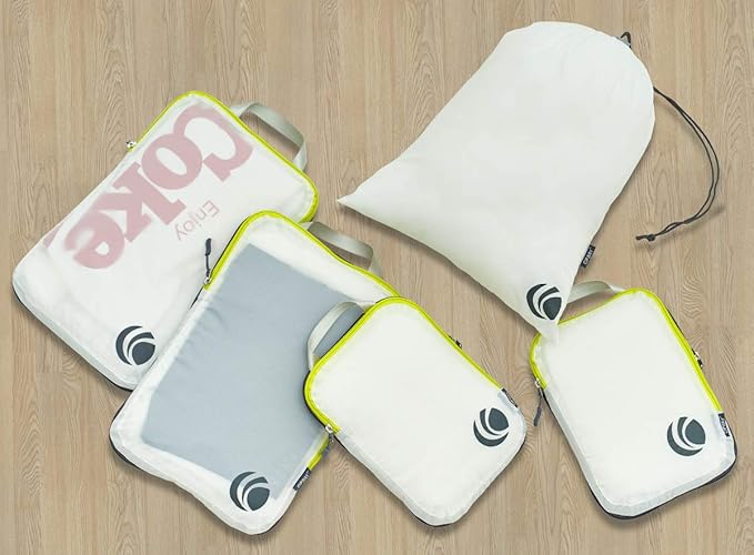 Cipway - 5 Set Compression Packing Cubes for Travel, Ultralight Packing Organizers for Luggage Suitcase & Backpack (White), L