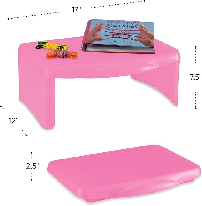 HearthSong Kids’ Portable Folding Lap Desk with Large Storage Activity Tray, 17"L x 12"W x 7½"H, Pink