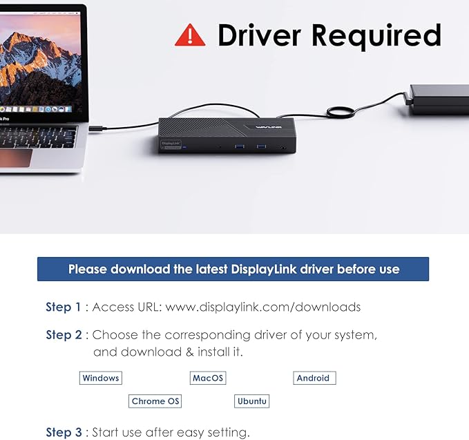 USB C Docking Station 3 Monitors with 130W Power Delivery, 12-in-1 DisplayLink Dock with Triple Monitors (2*DP, HDMI, 4*Type-A, Type-C, RJ45, Mic/Audio) for Mac Windows