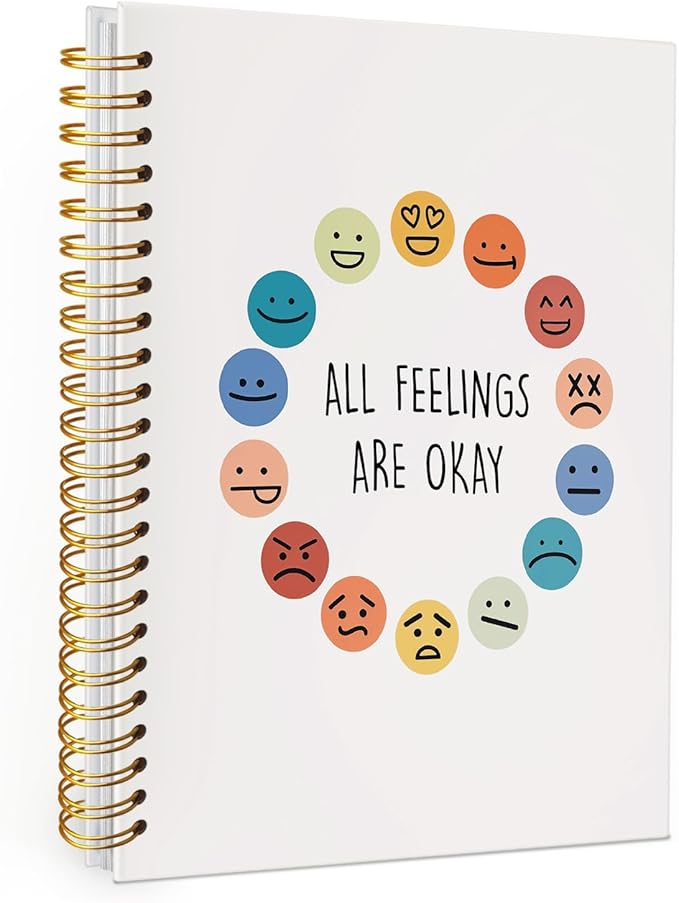 Wheatwin Mental Health Journal, Feelings Journal for Kids Young Adults, Feelings Emotion Wheel Notebook, Mood Journal, Therapy Psychology Inspirational Spiral Notebook Gifts for Kids Student Teen 5.5x8.3